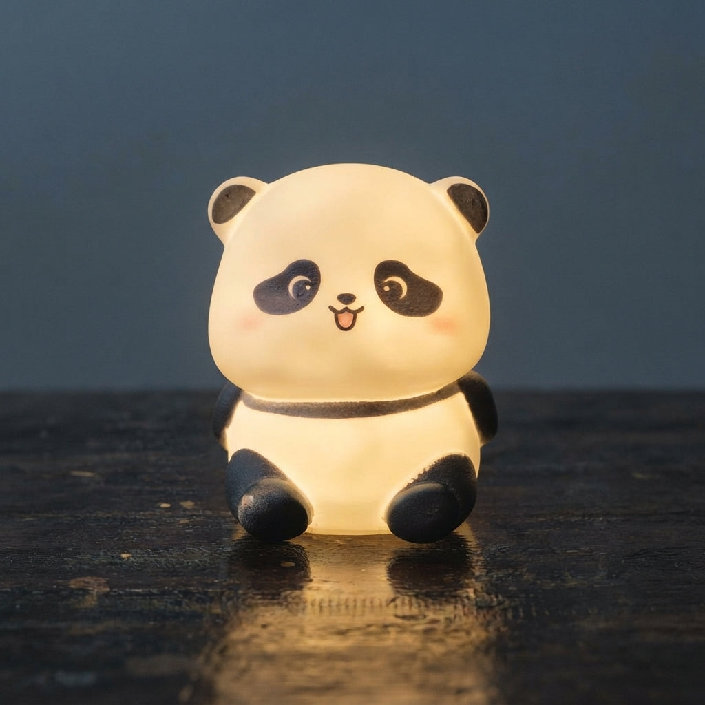 Cute Mini Panda LED Night Light Rechargeable Touch Lamp Adorable Portable Silicone Night Light For Kids Bedroom And Nursery Illumination - Detail View 2