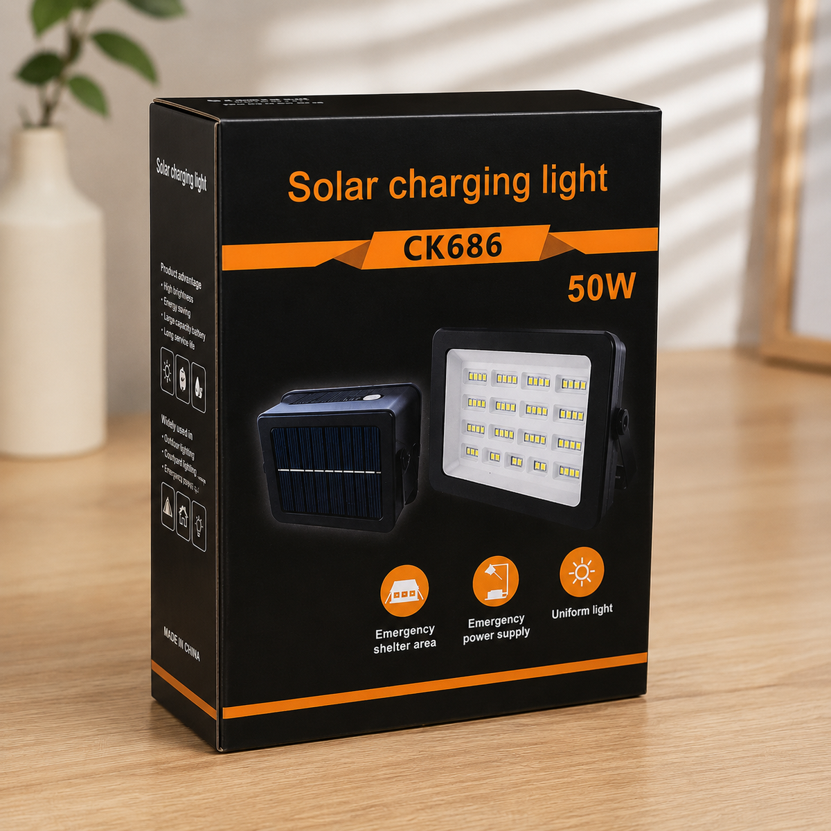 KSE CK686 50W Portable Solar Charging Flood Light - Powerful Rechargeable Outdoor Lighting For Camping, Emergencies, And Work Sites - Detail View 3