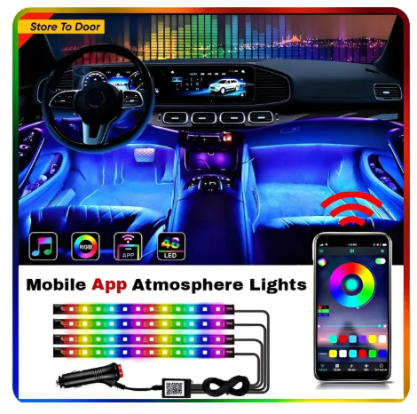 RGB Atmosphere Light for Cars & Bikes | 48 LED Bluetooth Interior Ambient Lighting Kit - Detail View 3