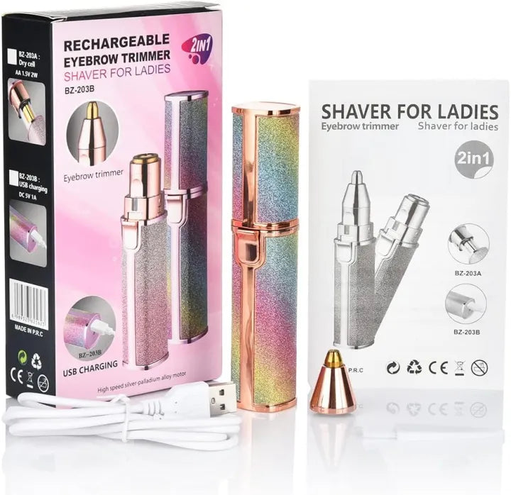 Flawless 2-in-1 USB Rechargeable Eyebrow Trimmer & Shaver (HX-203B) - Detail View 4