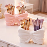 Bow Shape Toothbrush Holder Countertop Waterproof No Drill Bathroom Organizer Dispenser For Vanity Accessories And Indoor Home Use - Detail View 3