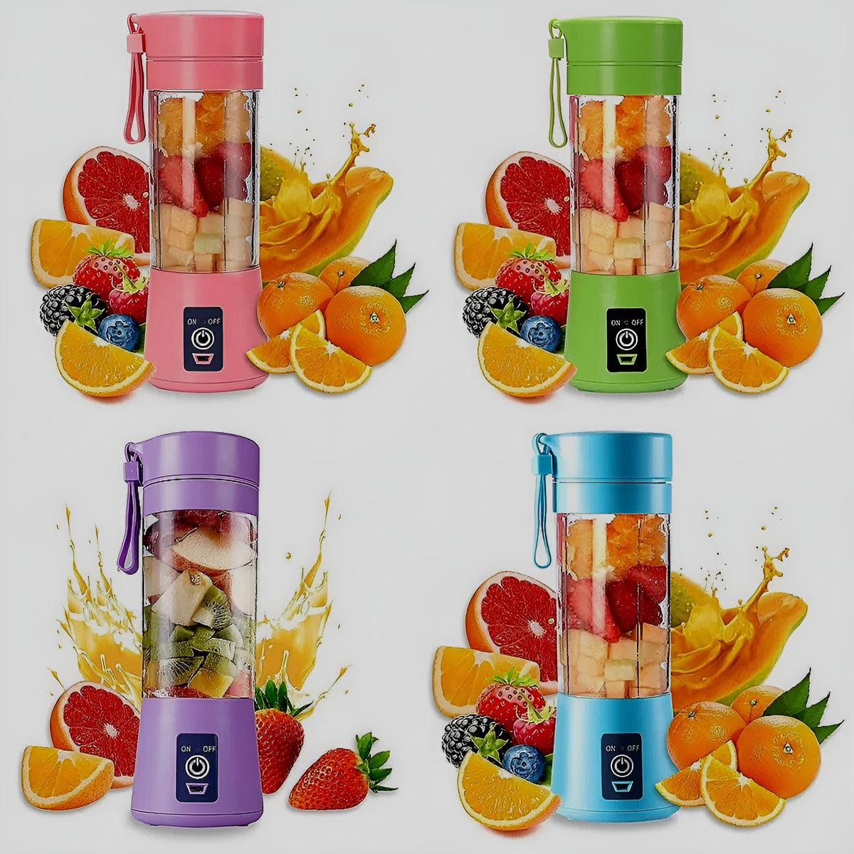 Portable Mini 6 Blade Juicer Blender | Outdoor Juicing Cup (380Ml) - Kitchen Product Designed For Juice Preparation And Daily Beverage Routine Rechargeable [Random Color] - Detail View 6