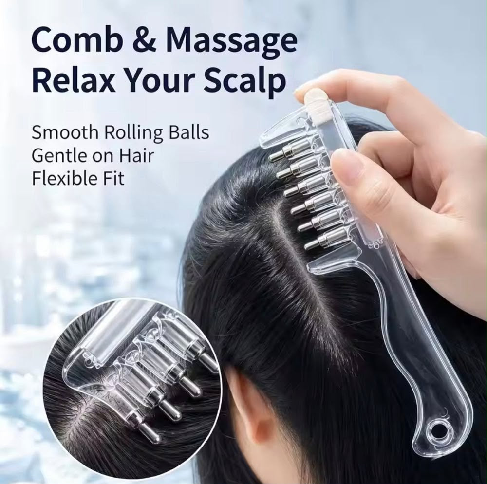 Scalp Massage And Relaxing Comb With Rolling Balls For Scalp Relaxation And Hair Care - Detail View 3