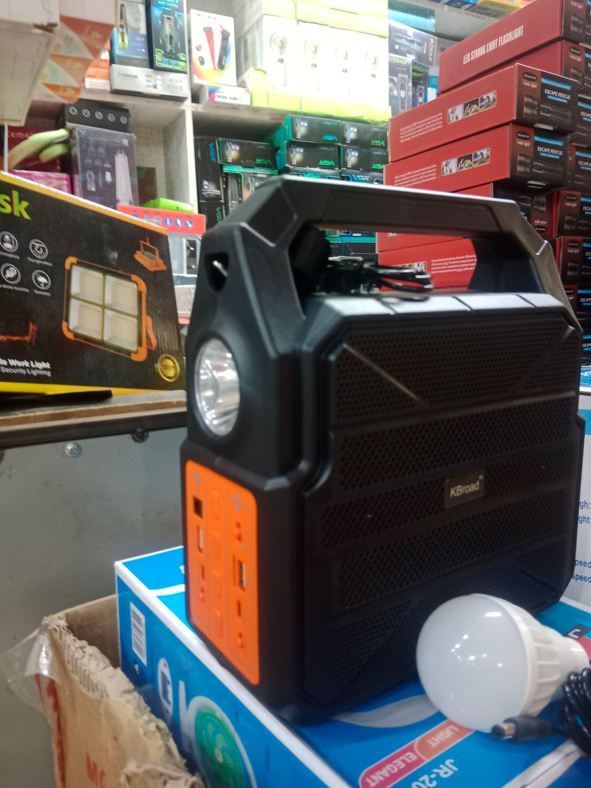 KBroad Portable Solar Power Station with LED Light & Charging Kit - Detail View 9