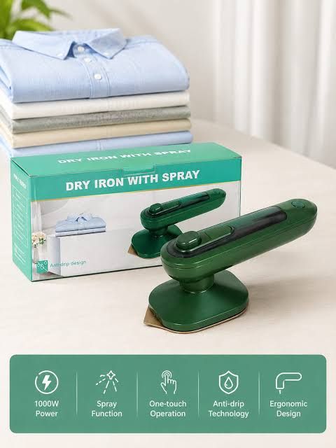 Portable Dry Iron With Spray Handheld Garment Press Travel Iron Appliance - 1000W - Detail View 5
