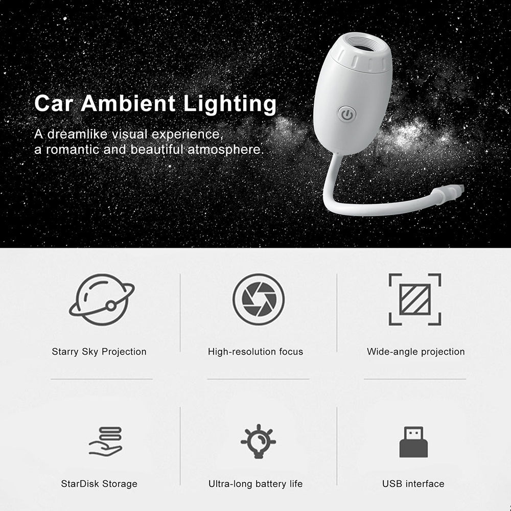 USB Galaxy Projector Light For Car Roof And Room With Adjustable Focus, Atmosphere Projection And Romantic Star Night Light (Random Color Without Extra lense) - Detail View 3