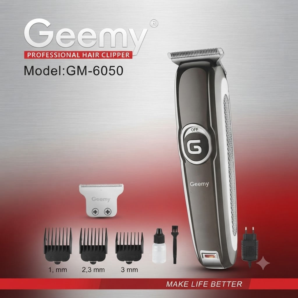 Geemy GM-6050 hair trimmer machine professional for men beard & hair clipper rechargeable face hair cutter machine electric haircut geemy trimmer 6050 - Main Product View