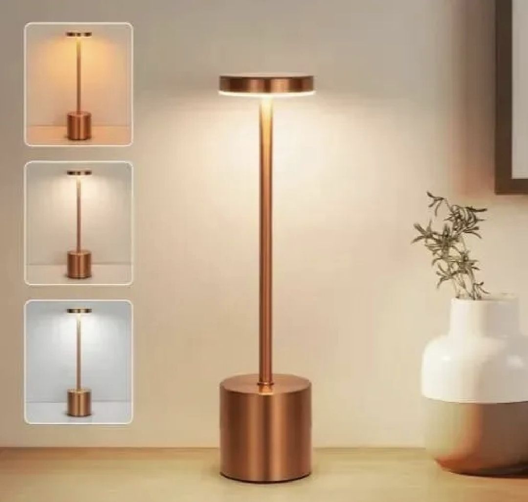 USB Rechargeable LED Night Light Desk Lamp 3 Color Touch Sensor Metal Table Lamp Random Colour Compact Portable Design For Home And Office (Colour Random) - Main Product View