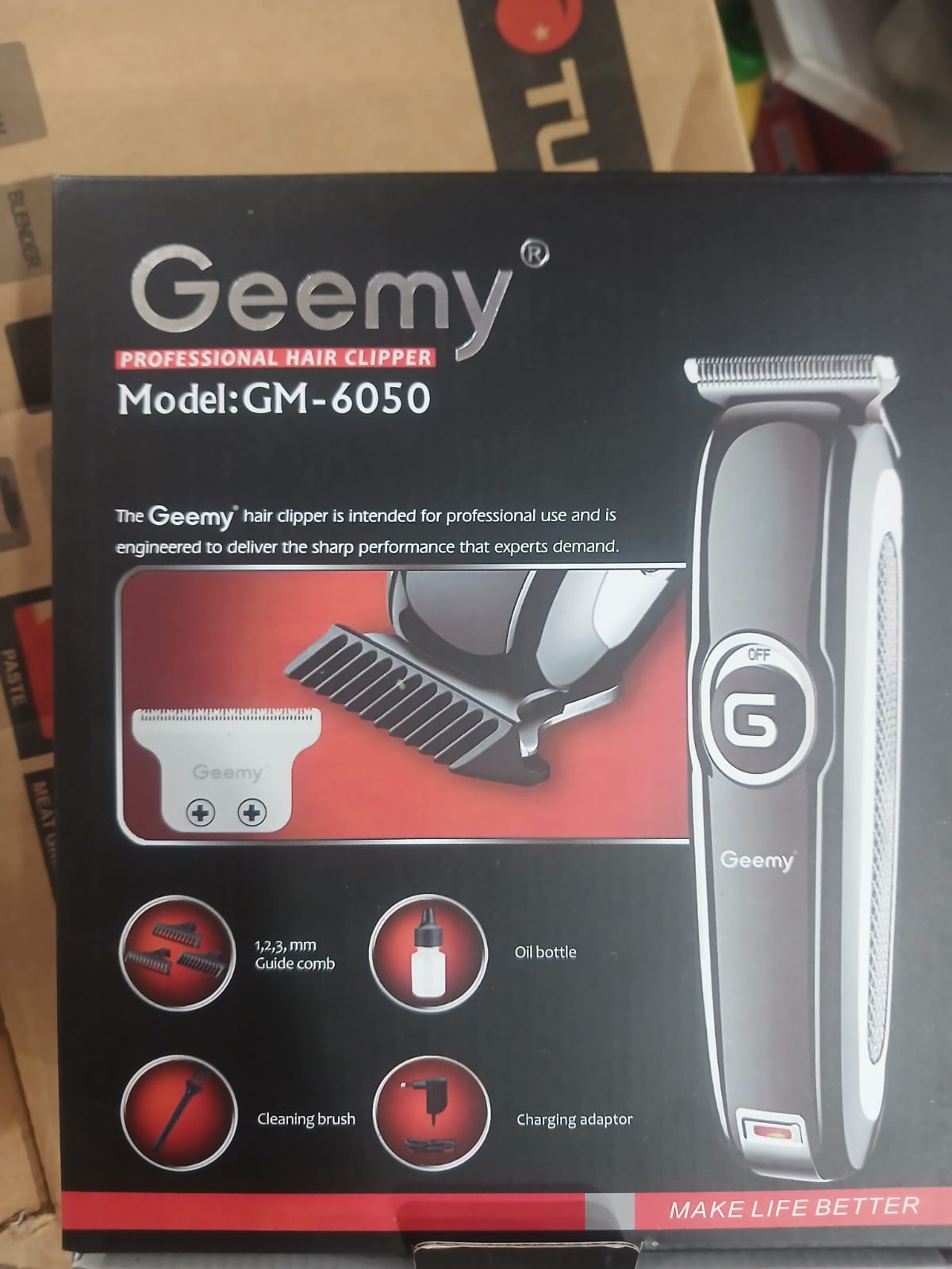 Geemy GM-6050 hair trimmer machine professional for men beard & hair clipper rechargeable face hair cutter machine electric haircut geemy trimmer 6050 - Detail View 2