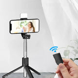 R1S 3-in-1 Selfie Stick Tripod with LED Light & Bluetooth Remote - Detail View 2
