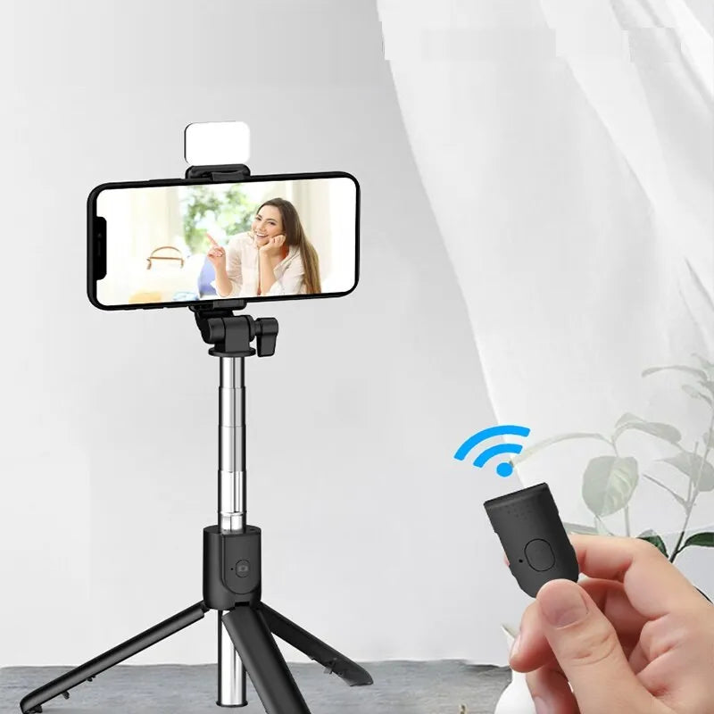 R1S 3-in-1 Selfie Stick Tripod with LED Light & Bluetooth Remote - Detail View 2