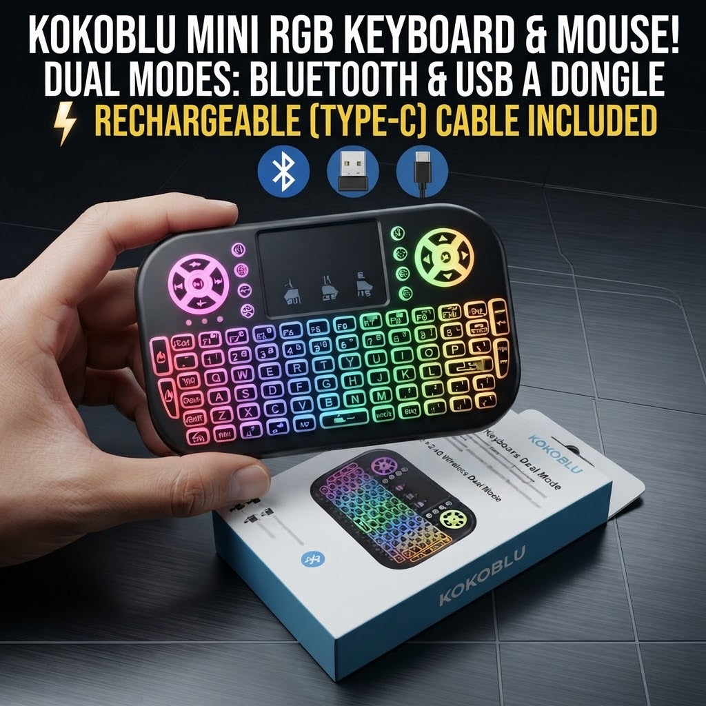Mini Wireless Mobile PUBG Keyboard + bluetooth Touchpad 7 Color Backlit Light 2.4ghz Rechargeable with Nokia Bettery - Detail View 2