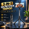R1S 3-in-1 Selfie Stick Tripod with LED Light & Bluetooth Remote