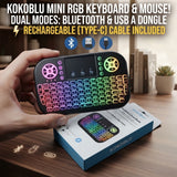 Mini Wireless Mobile PUBG Keyboard + bluetooth Touchpad 7 Color Backlit Light 2.4ghz Rechargeable with Nokia Bettery - Detail View 4