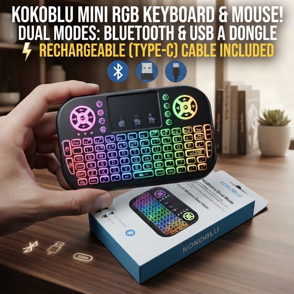 Mini Wireless Mobile PUBG Keyboard + bluetooth Touchpad 7 Color Backlit Light 2.4ghz Rechargeable with Nokia Bettery - Detail View 4