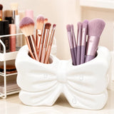 Bow Shape Toothbrush Holder Countertop Waterproof No Drill Bathroom Organizer Dispenser For Vanity Accessories And Indoor Home Use - Detail View 4
