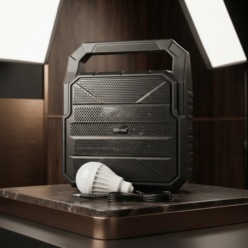 KBroad Portable Solar Power Station with LED Light & Charging Kit - Detail View 2
