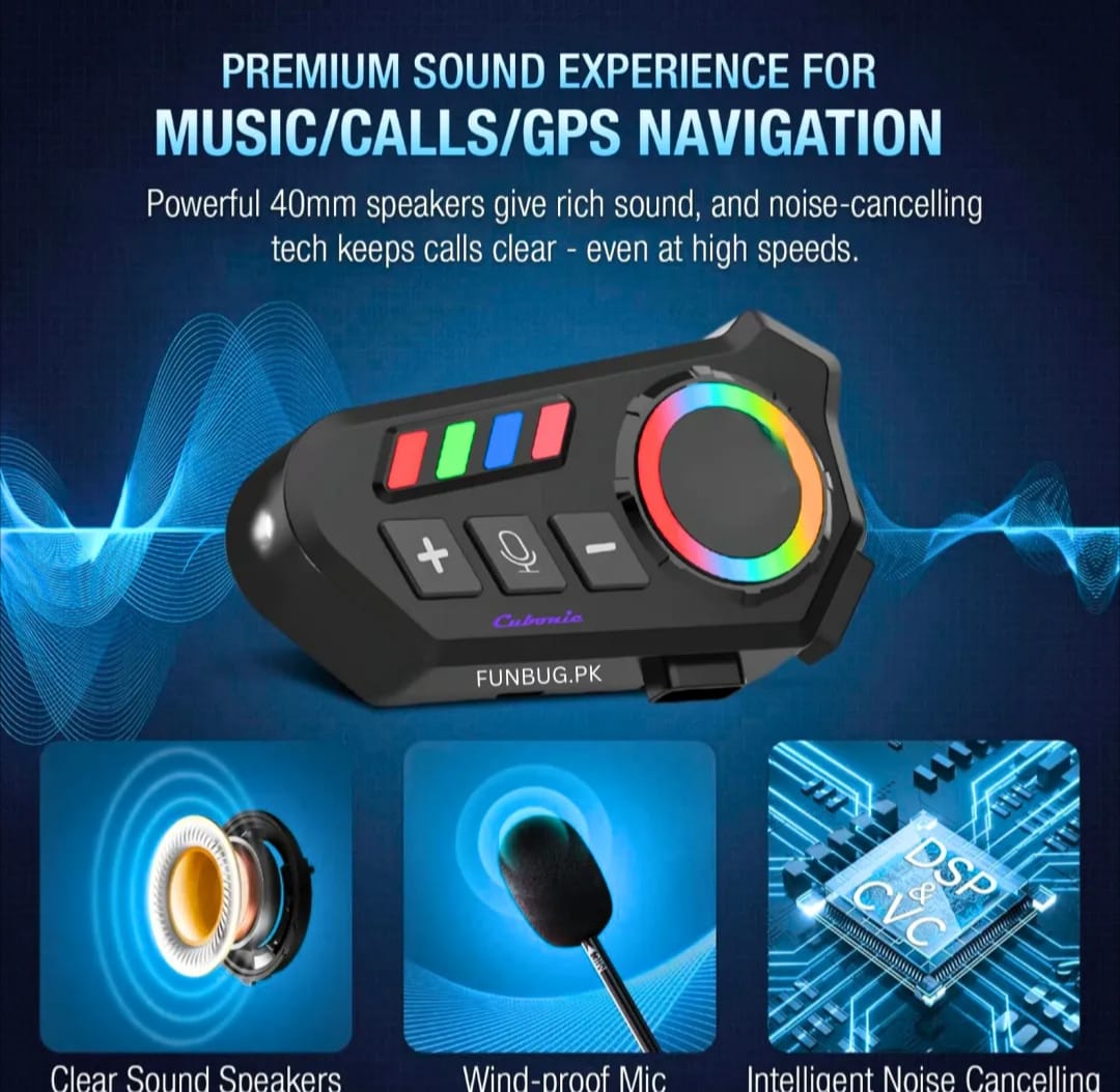 K06A Motorcycle Helmet Bluetooth Headset – BT 6.0 Wireless Earphone with CVC Intelligent Noise Reduction, IP67 Waterproof, 800mAh Battery & Type-C Fast Charging - Detail View 4