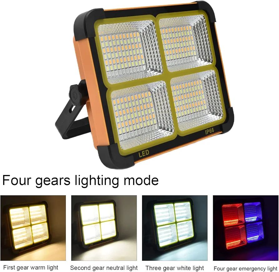 Portable 300W Solar Powered LED Work Light IP66 Waterproof - Detail View 3