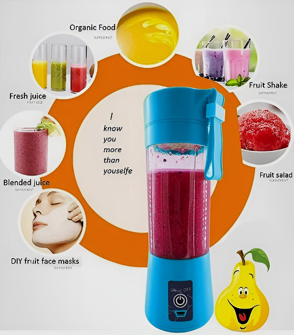 Portable Mini 6 Blade Juicer Blender | Outdoor Juicing Cup (380Ml) - Kitchen Product Designed For Juice Preparation And Daily Beverage Routine Rechargeable [Random Color] - Detail View 4