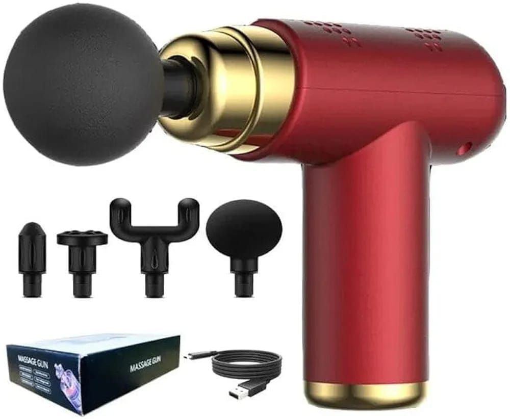 Professional Massager Gun With 4 Massage Heads Durable Portable Powerful Practical Choice For Muscle Relief Relaxation And Recovery | Random Color - Main Product View