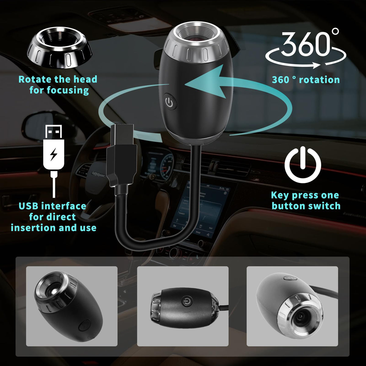 USB Galaxy Projector Light For Car Roof And Room With Adjustable Focus, Atmosphere Projection And Romantic Star Night Light (Random Color Without Extra lense) - Detail View 2