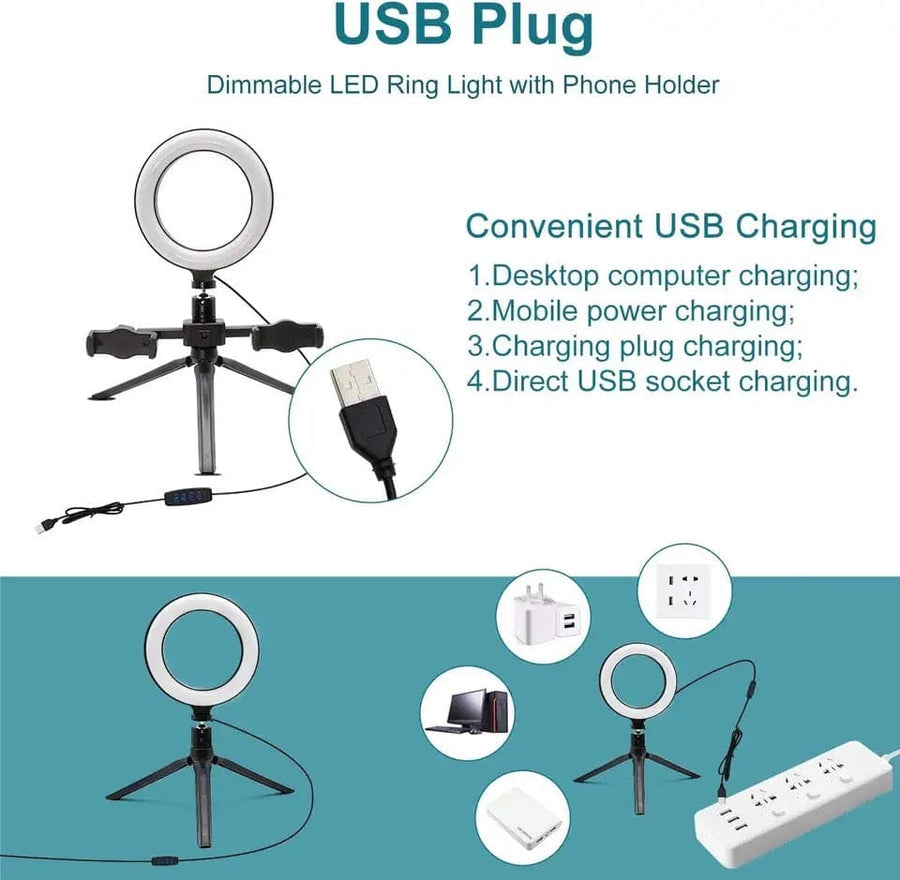 Multi Position Ring Light Dual Mobile Clip Ring Light, Live Broadcasting Bracket Fill Selfie Ring Light Phone Clamp Fill Lights Supplies Stabilizer Clip Phone Bracket - Detail View 4