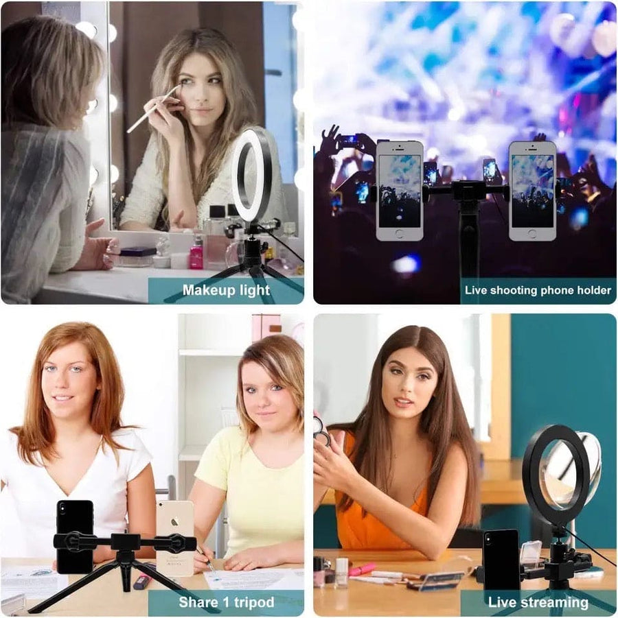 Multi Position Ring Light Dual Mobile Clip Ring Light, Live Broadcasting Bracket Fill Selfie Ring Light Phone Clamp Fill Lights Supplies Stabilizer Clip Phone Bracket - Detail View 8