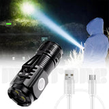 Powerful 3 LED Super Bright Mini Flashlight Rechargeable Portable Torch - Detail View 2