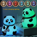 Cute Panda Night Light - Rechargeable Silicone 7-Color RGB Lamp light - Detail View 2