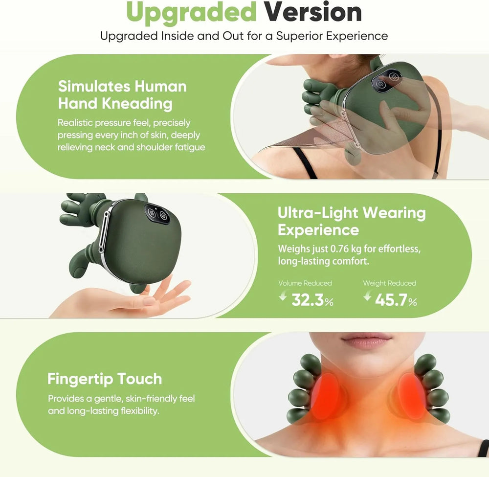 Smart Finger Pressure Neck Massager – Electric Deep Kneading Heated Back & Shoulder Massager | Pain Relief Relaxation Device for Home, Office & Car - Detail View 4