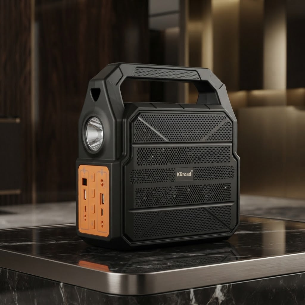 KBroad Portable Solar Power Station with LED Light & Charging Kit - Detail View 3
