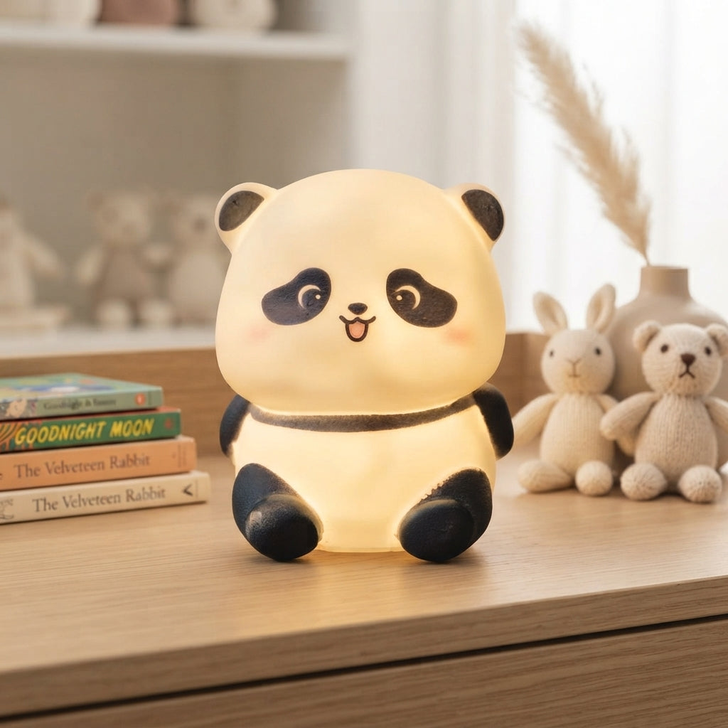 Cute Mini Panda LED Night Light Rechargeable Touch Lamp Adorable Portable Silicone Night Light For Kids Bedroom And Nursery Illumination - Detail View 3