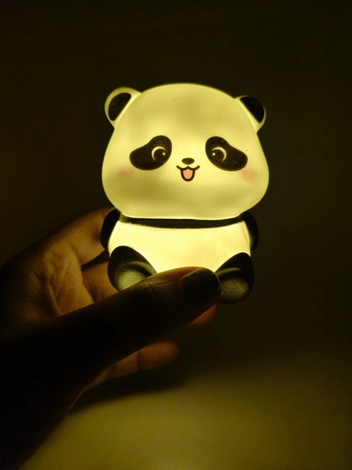 Cute Mini Panda LED Night Light Rechargeable Touch Lamp Adorable Portable Silicone Night Light For Kids Bedroom And Nursery Illumination - Detail View 4