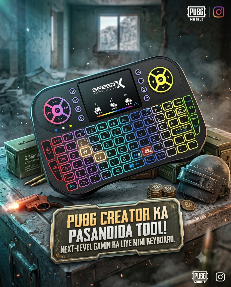 Mini Wireless Mobile PUBG Keyboard + bluetooth Touchpad 7 Color Backlit Light 2.4ghz Rechargeable with Nokia Bettery - Detail View 3