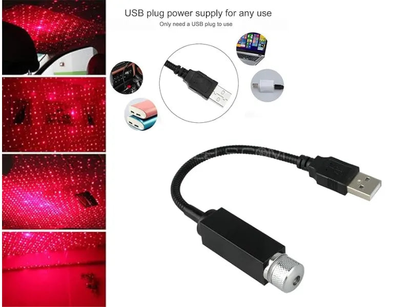 Mini LED Car Roof Star Night Light Projector – Magical Galaxy Ambient Lighting for Car Interior, USB Powered Decorative Starry Sky Lamp - Detail View 4