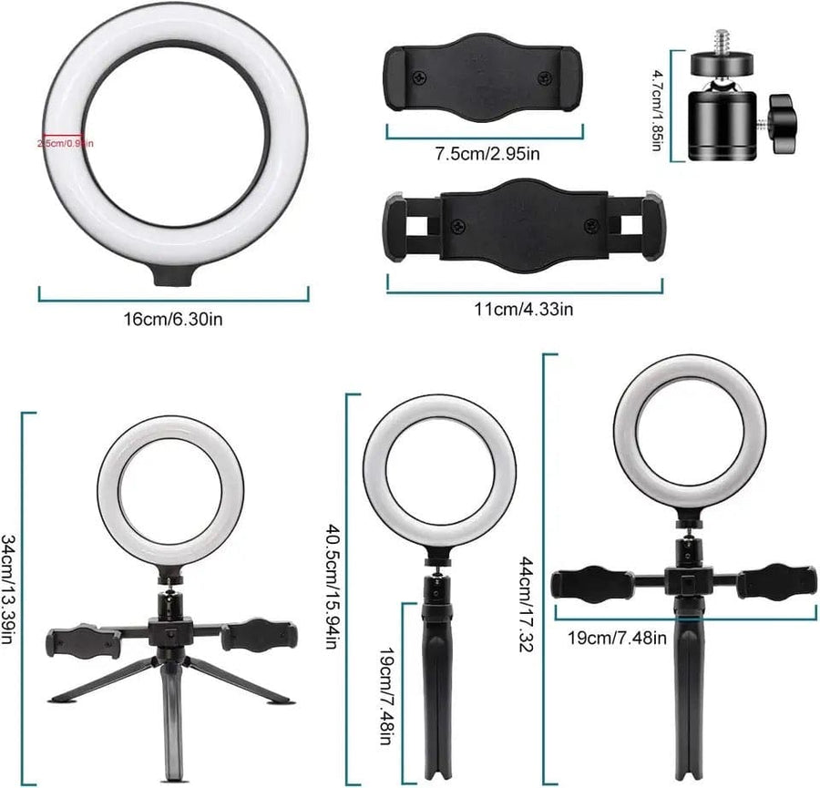 Multi Position Ring Light Dual Mobile Clip Ring Light, Live Broadcasting Bracket Fill Selfie Ring Light Phone Clamp Fill Lights Supplies Stabilizer Clip Phone Bracket - Detail View 7