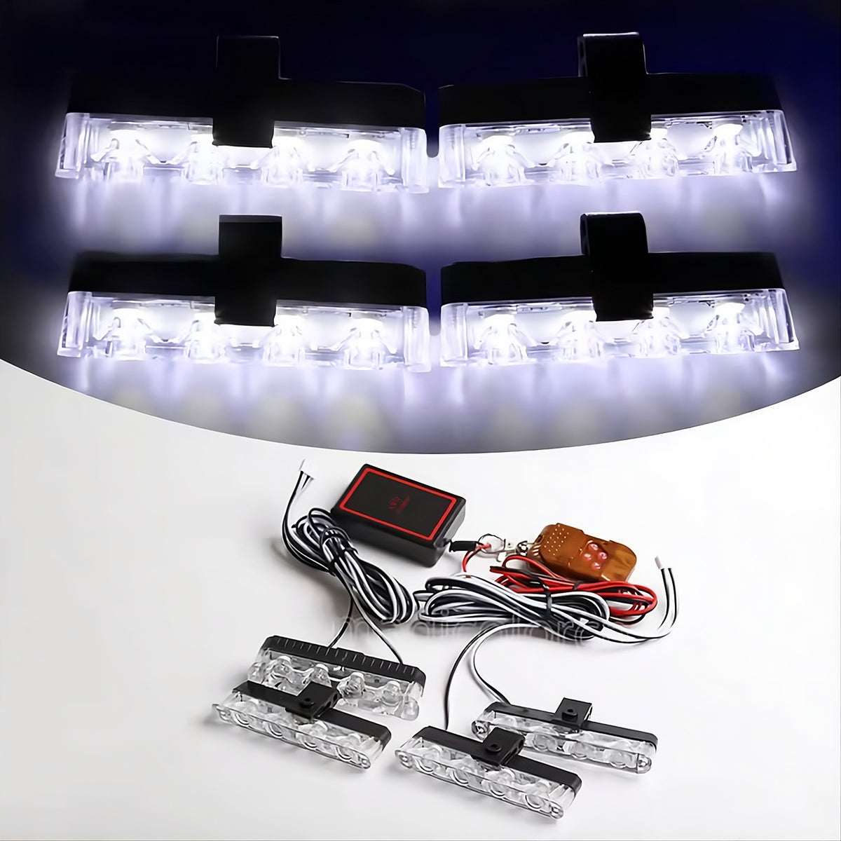 Remote Control Flasher For Bikes & Cars Car Grill Flasher 4 Pcs 16 leds - Detail View 2