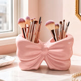 Bow Shape Toothbrush Holder Countertop Waterproof No Drill Bathroom Organizer Dispenser For Vanity Accessories And Indoor Home Use - Detail View 2