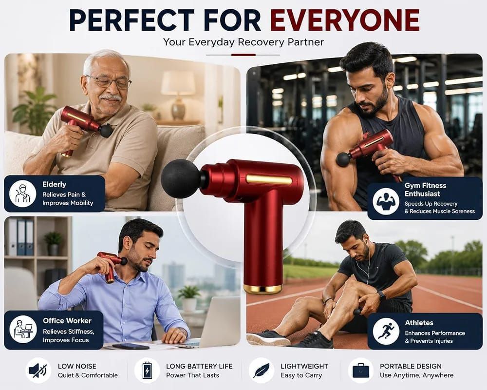 Professional Massager Gun With 4 Massage Heads Durable Portable Powerful Practical Choice For Muscle Relief Relaxation And Recovery | Random Color - Detail View 5