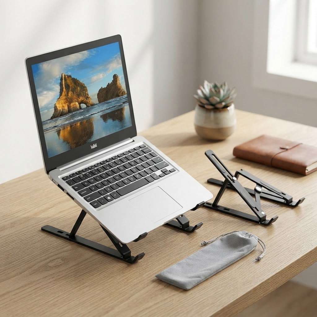 Premium Plastic Laptop Stand – Lightweight & Durable Foldable Laptop Holder, Ergonomic Desk Stand for Laptop, Notebook & MacBook Random Color - Detail View 2