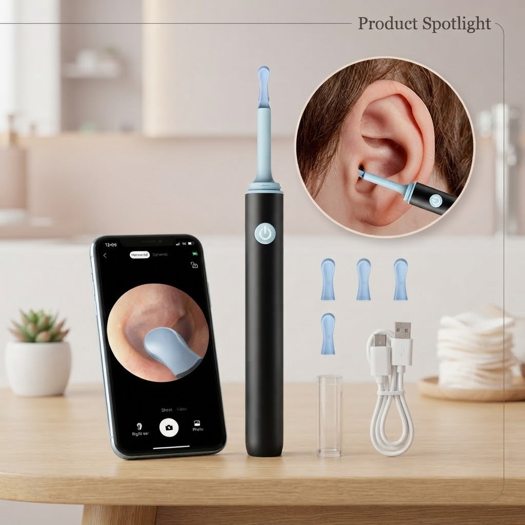 Ear Cleaner High Precision Ear Wax Removal Tool With Camera With LED Light Wireless Cleaner Smart Ear Cleaning Kit (Random Color) - Detail View 3