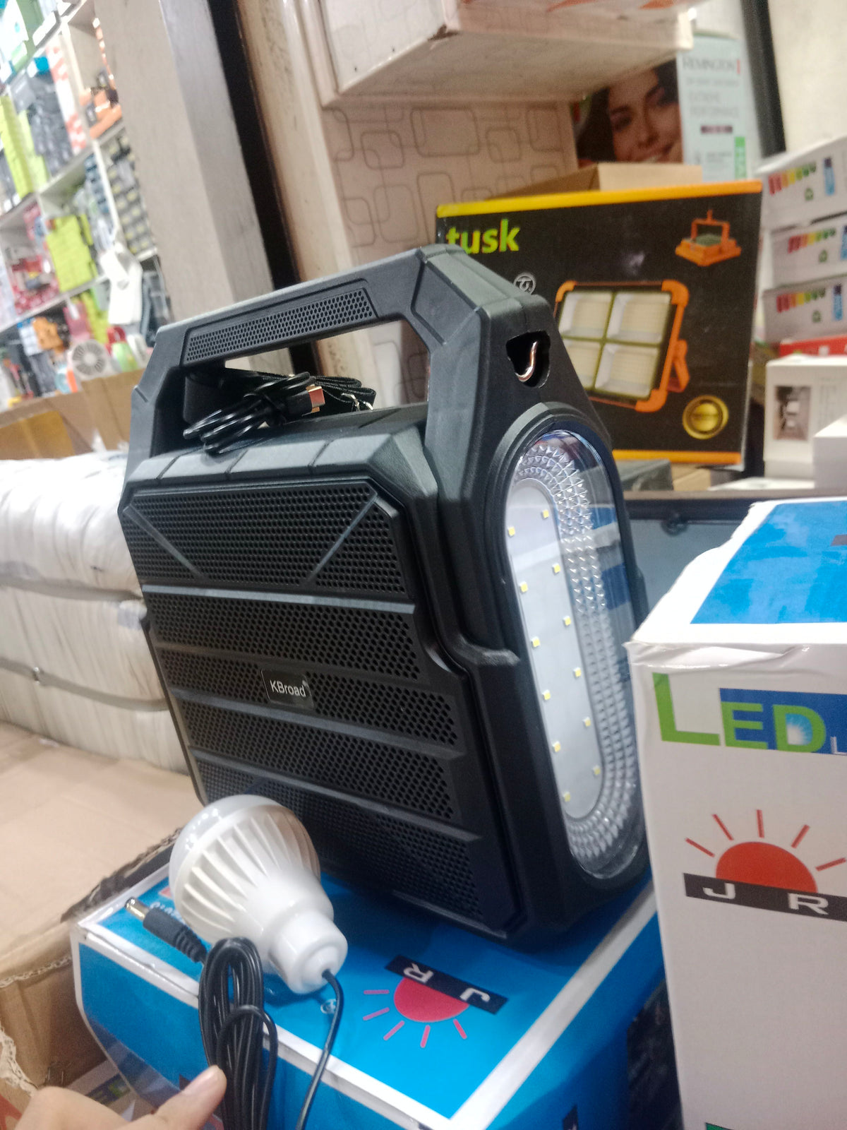 KBroad Portable Solar Power Station with LED Light & Charging Kit - Detail View 6